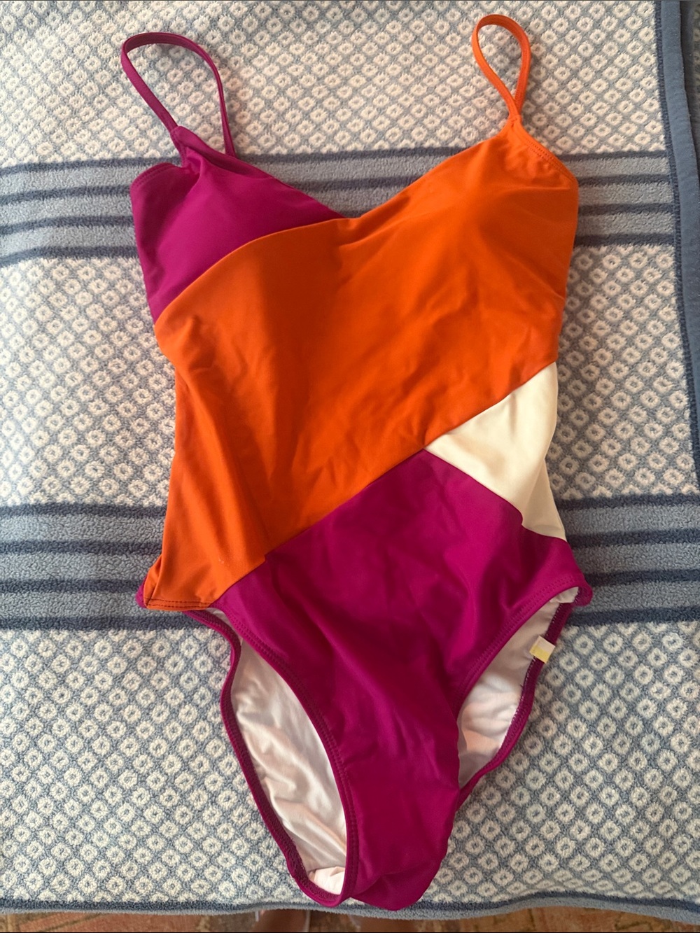 summersalt Colorblock One-Piece Swimsuit in Orange, Magenta & White